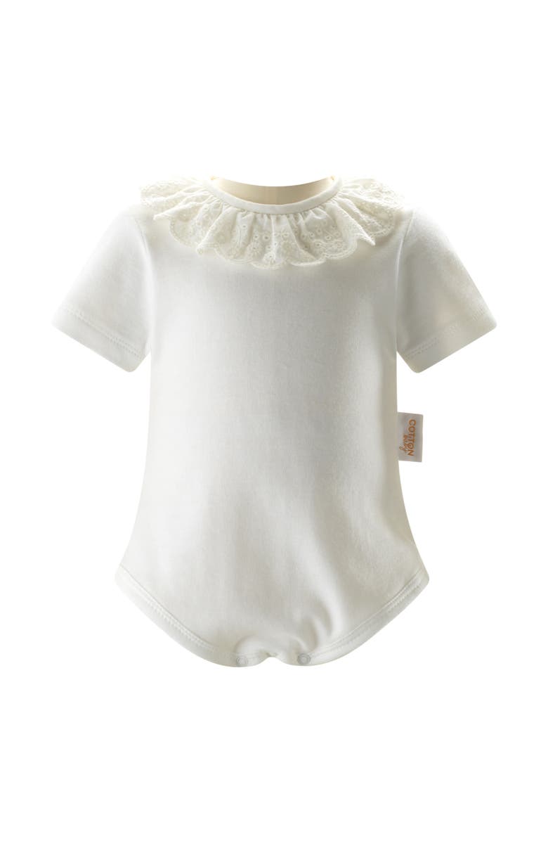 Rachel Riley Broderie Collar Bodysuit, Main, color, White
