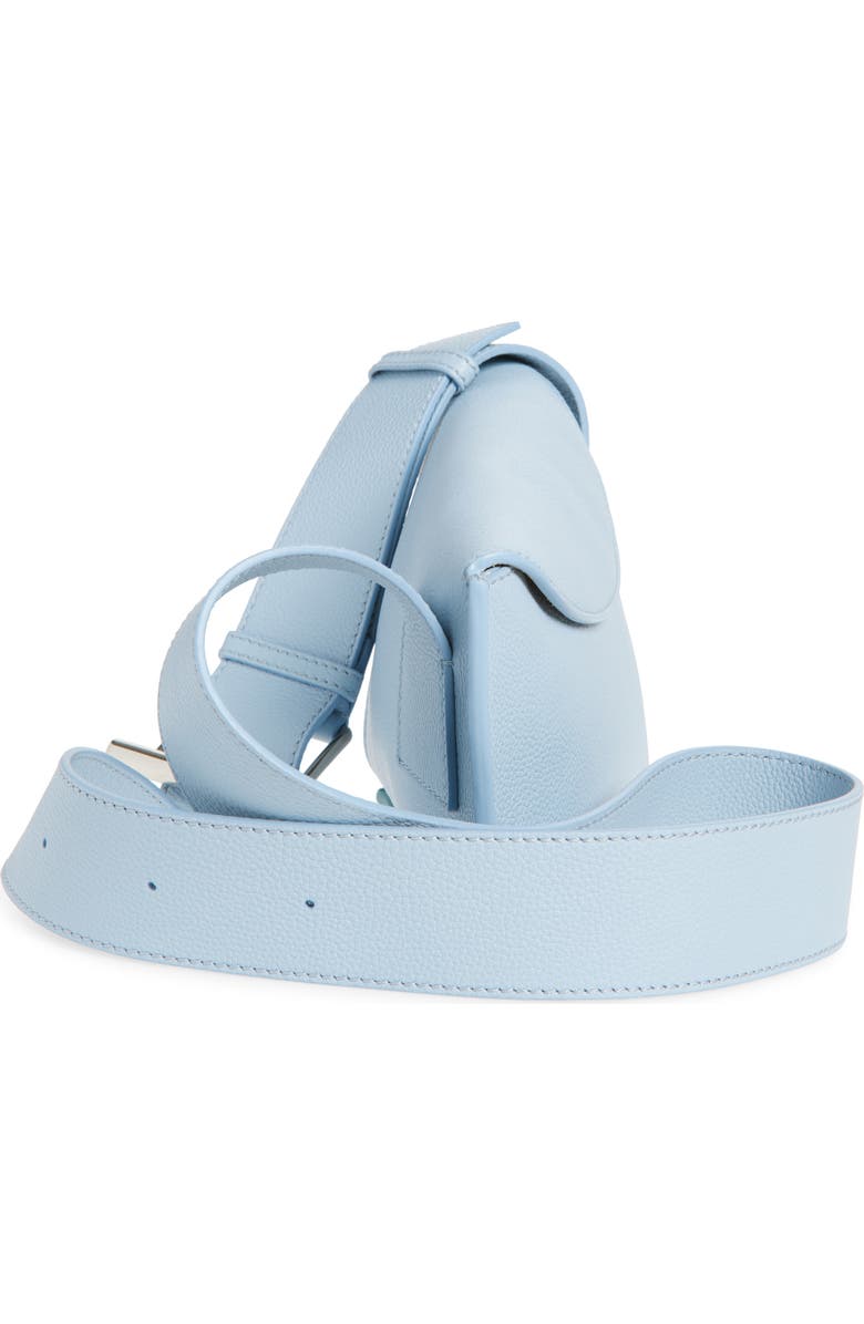 McQueen T-Bar Sling Asymmetric Leather Crossbody Bag, Alternate, color, Shirting Blue/ Silver