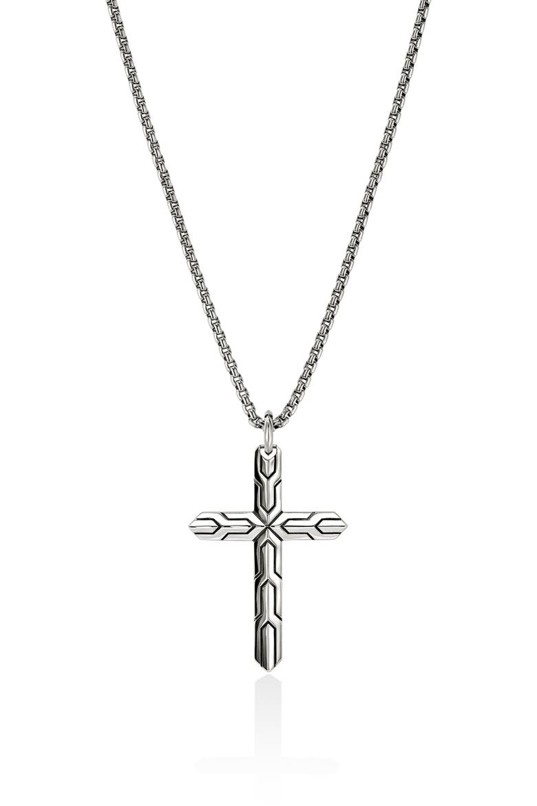 Icon 50 Cross Pendant Necklace, Main, color, SILVER