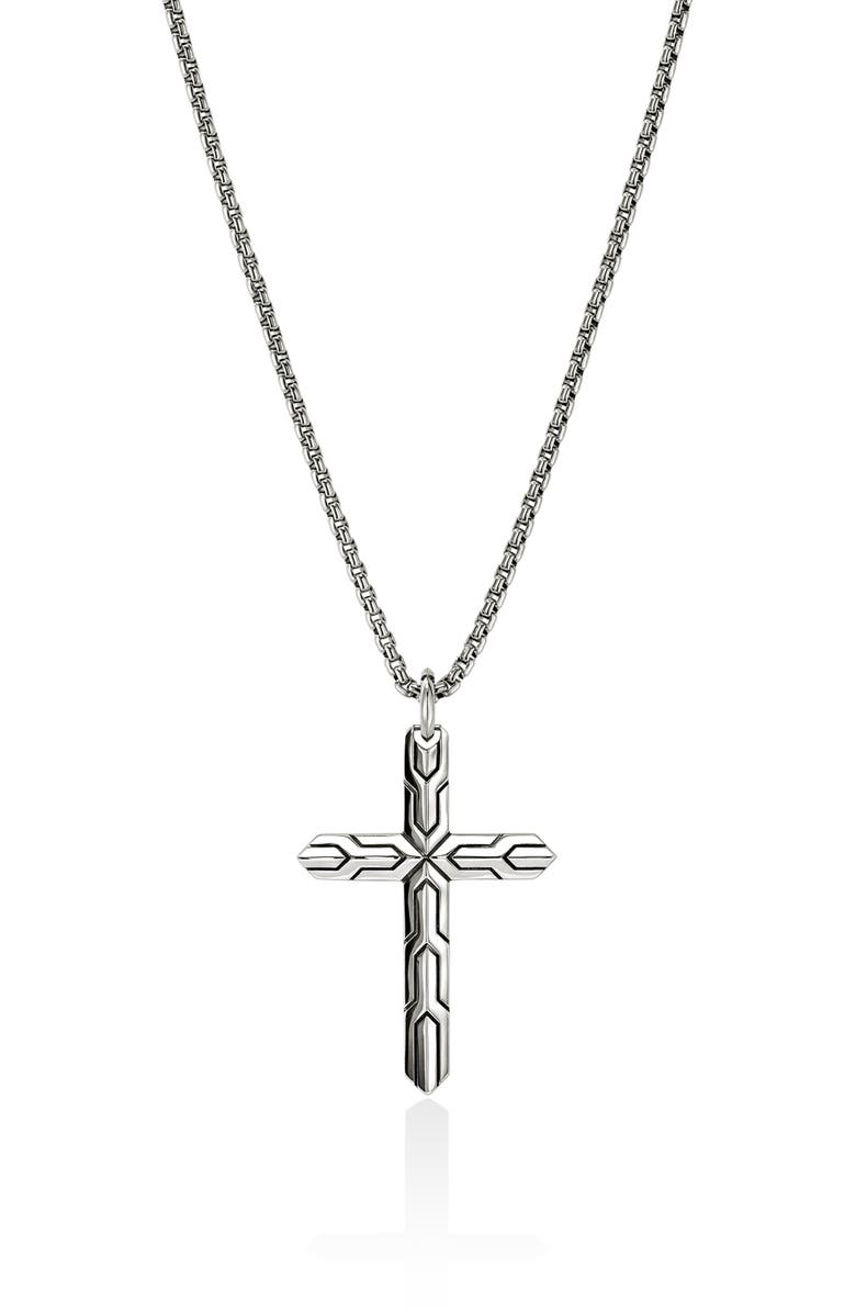 John Hardy Icon 50 Cross Pendant Necklace, Main, color, Silver
