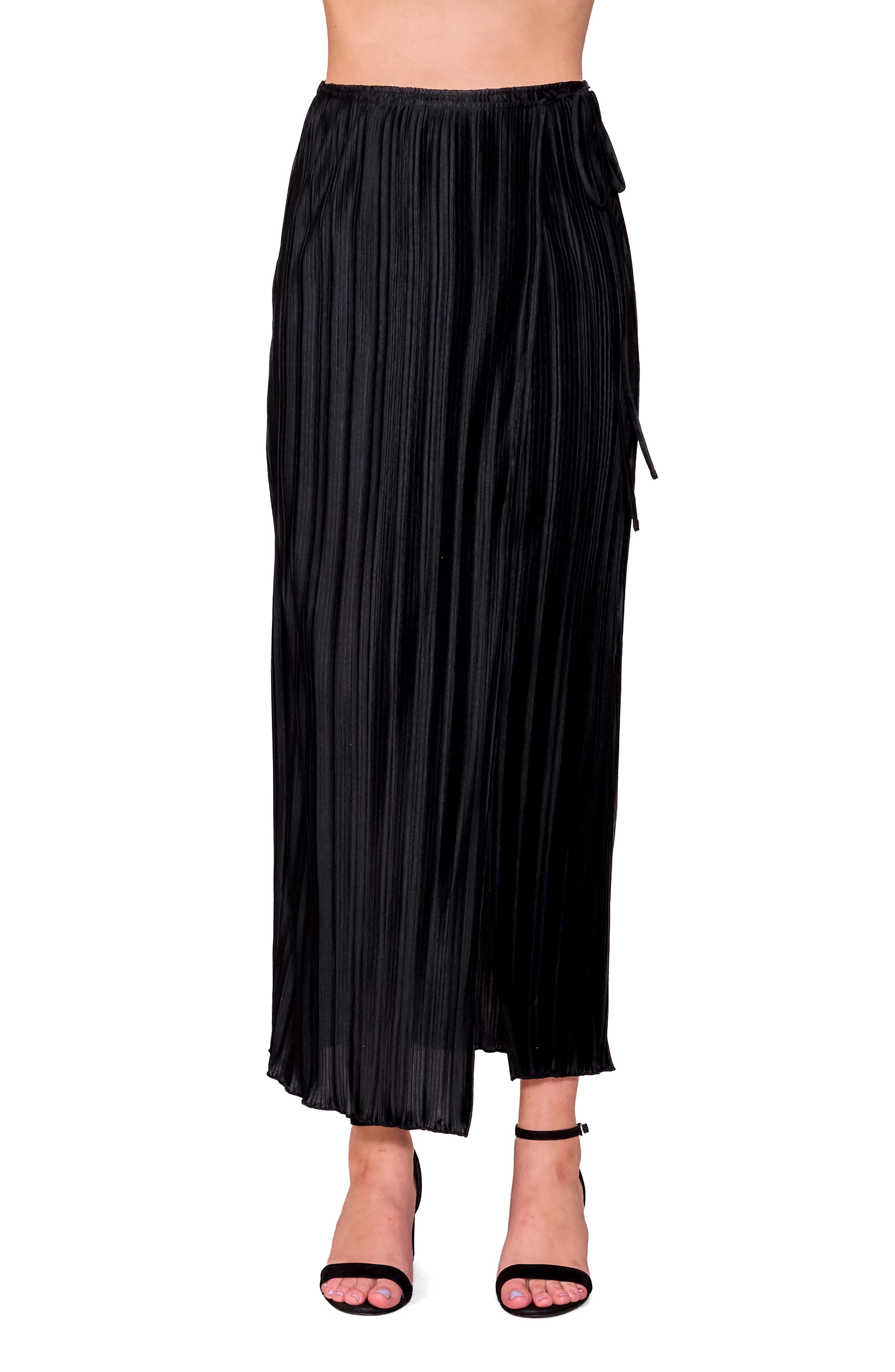 MELLODAY Pleat Side Tie Knit Maxi Skirt