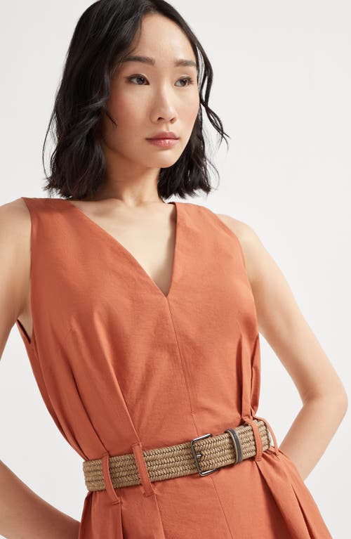 Brunello Cucinelli Sleeveless Belted Cotton Mini Dress