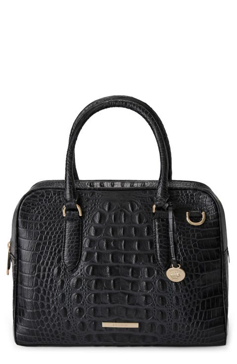 Marissa Croc Embossed Leather Satchel