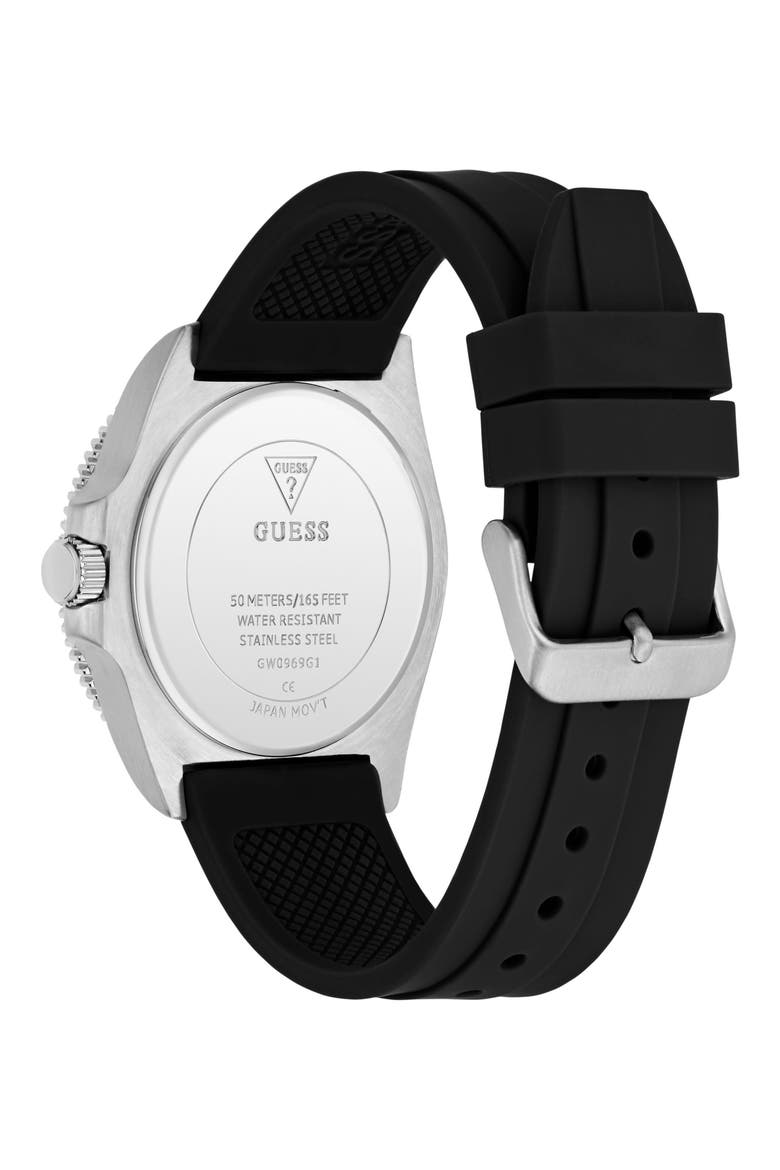 Cliff Silicone Strap Watch, 41mm, Alternate, color, BLACK/ SILVER
