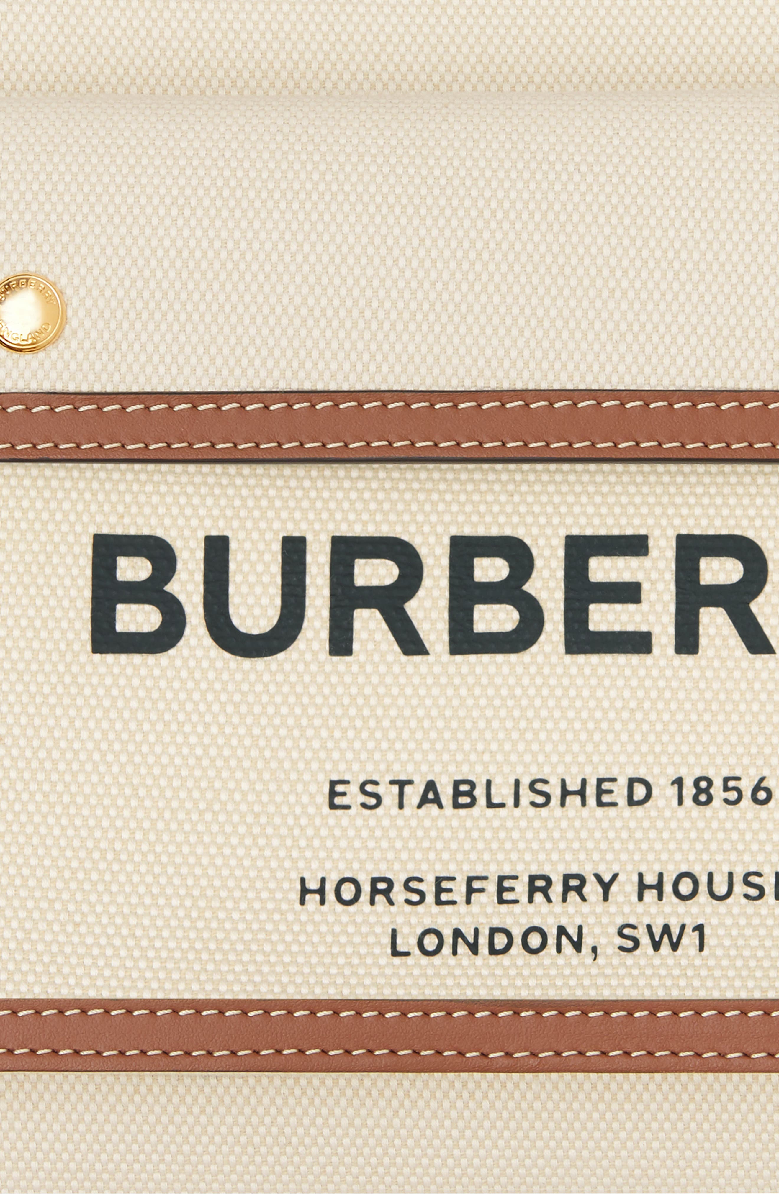 Burberry Mini Two-Tone Canvas & Leather Pocket Bag, Alternate, color, 