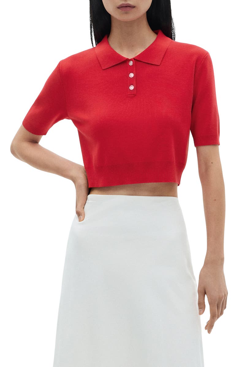 MANGO Crop Polo Sweater, Main, color,
