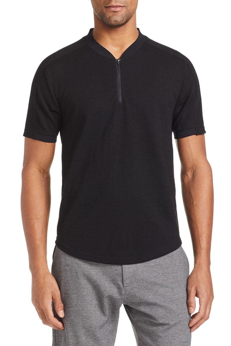 Mason Quarter Zip T-Shirt, Main, color, BLACK