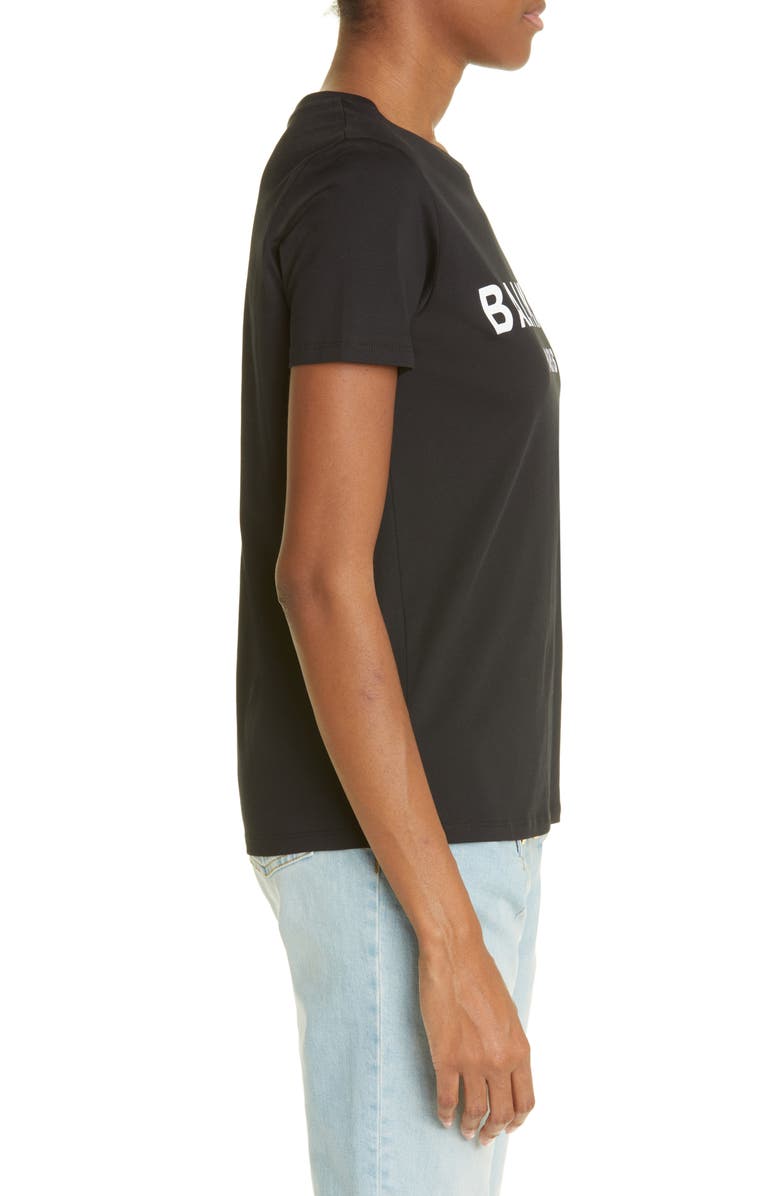 Balmain Button Shoulder Cotton Logo Graphic Tee, Alternate, color, 