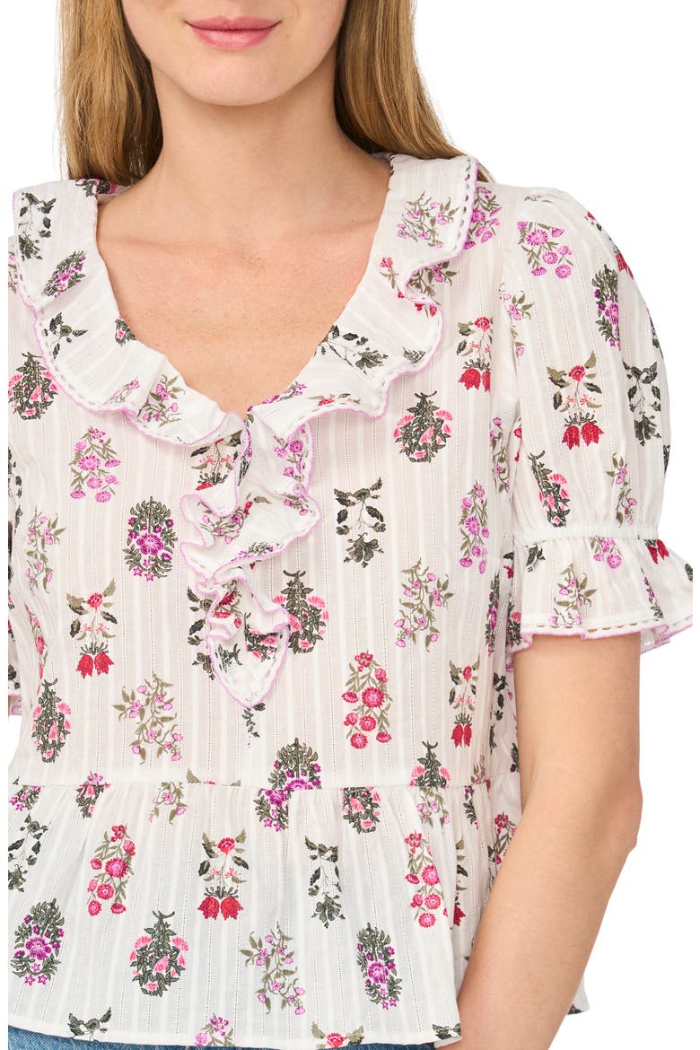 Ruffle Trim Peplum Cotton Top, Alternate, color, LUCENT WHITE