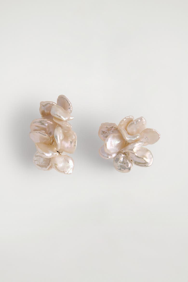 Mismatched Clustered Pearl Earrings, Main, color, SILVER