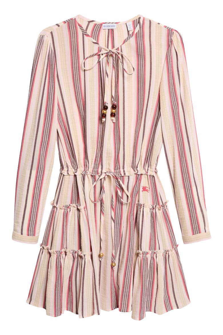 Lauren Stripe Long Sleeve Cotton Voile Minidress, Alternate, color, NEAPOLITAN PINK STRP
