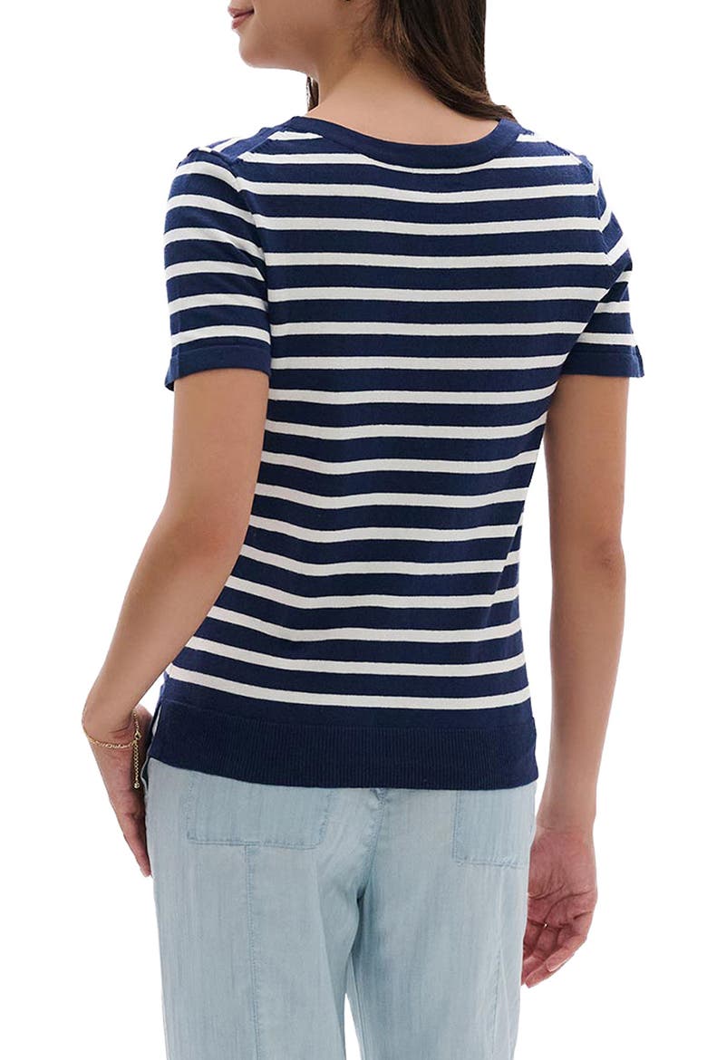 Stripe Short Sleeve Sweater, Alternate, color, PATRIOT BLUE