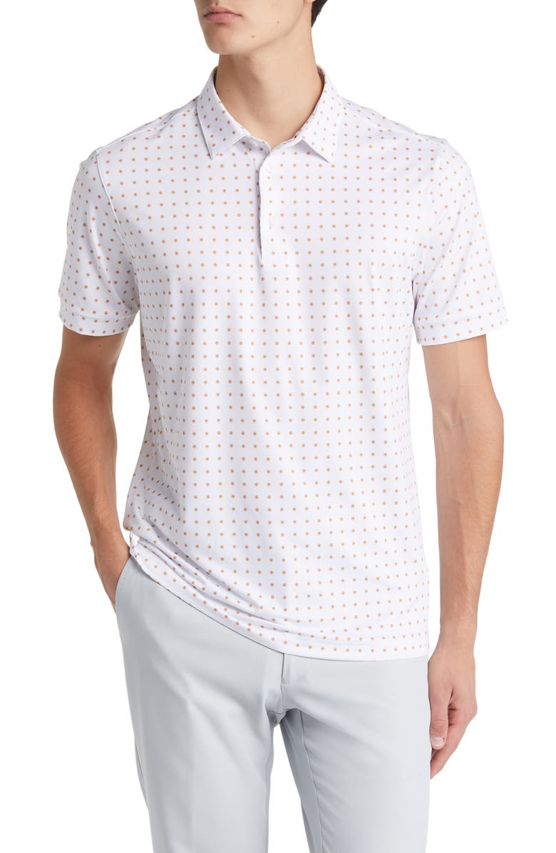 Mizzen+Main Versa White Linear Floral Performance Golf Polo, Main, color, 