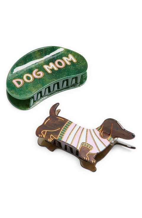 Dog Mom 2-Pack Assorted Hair Claw Clips