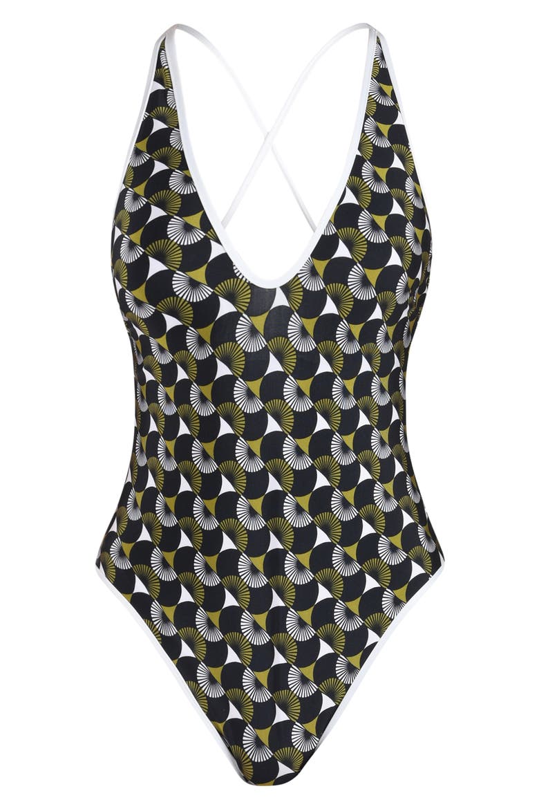 Trip Around Plunge Reversible One-Piece Swimsuit, Alternate, color, BLACK