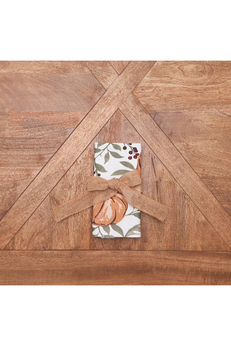 Harvest Pumpkin Botanical Fall Set of 6 Cloth Napkins, Alternate, color, Orange