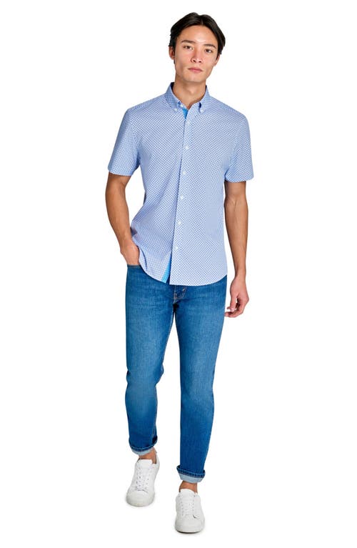 Construct Mini Barrelong Sleeve Woven Short Sleeve Basic In White/blue