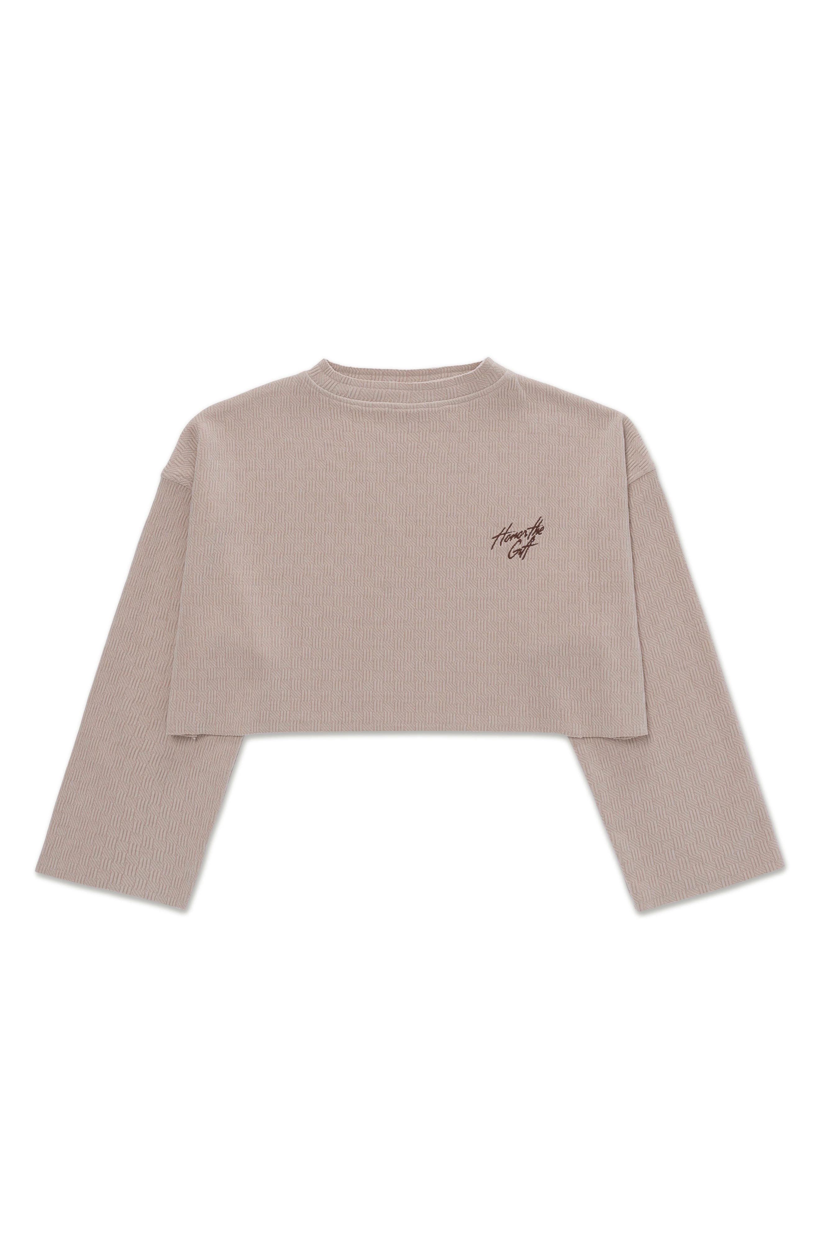 HONOR THE GIFT Textured Crop Sweatshirt in Stone 