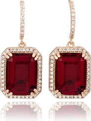 SUZY LEVIAN Rose Cubic Zirconia Drop Half Huggie Hoop Earrings