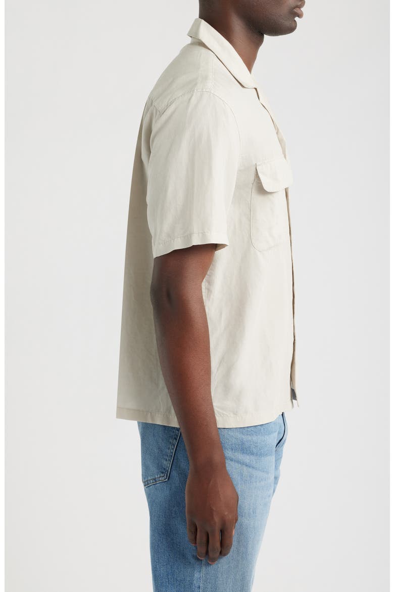 Short Sleeve Lyocell & Linen Button-Up Shirt, Alternate, color, FORM GREY