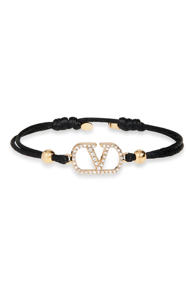 Crystal VLOGO Cord Bracelet, Main, color, BLACK MULTI