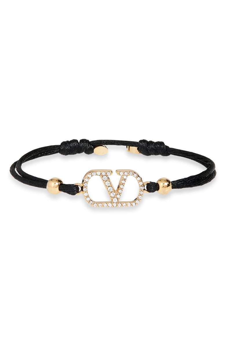 Valentino Garavani Crystal VLOGO Cord Bracelet, Main, color, Black Multi