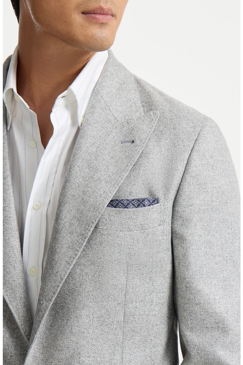 Linen and silk pocket square with geometric pattern, Alternate, color, Navy Blue