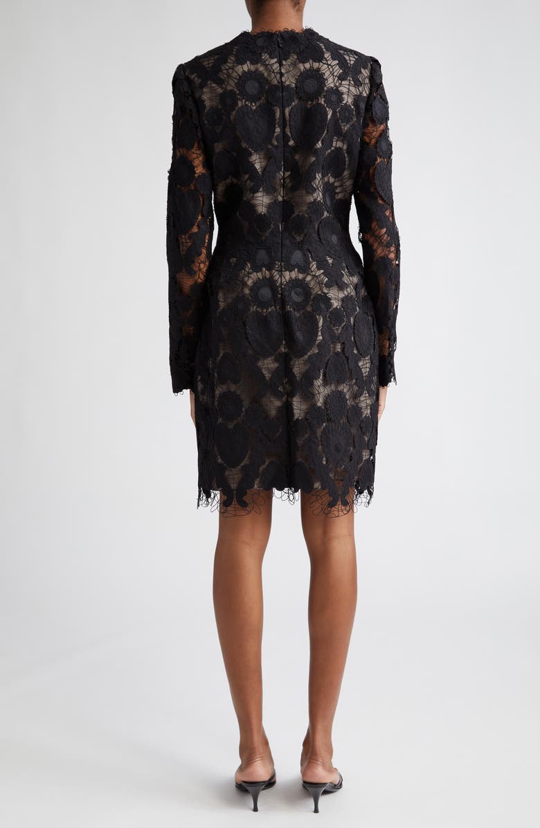 Lela Rose Hearts & Flowers Long Sleeve Lace Dress, Alternate, color, 