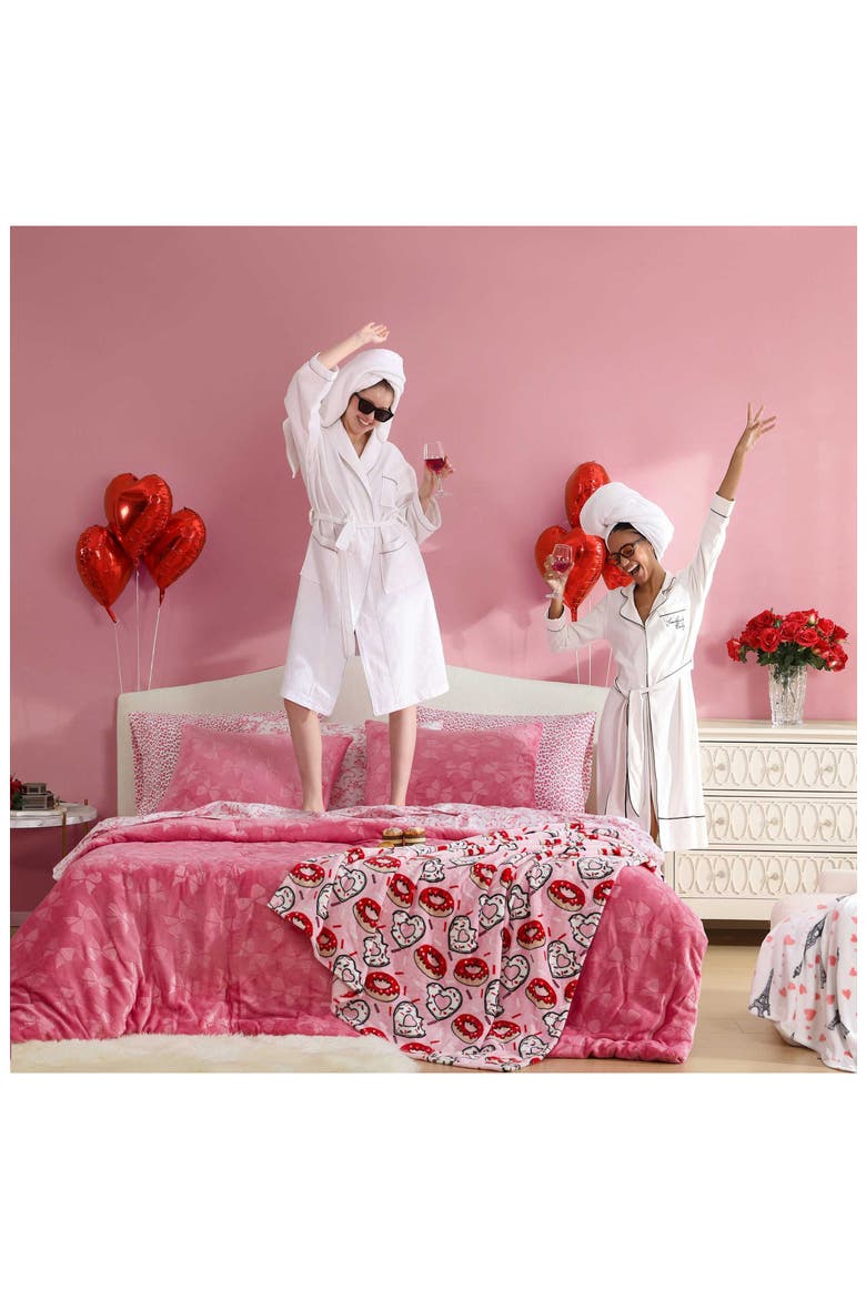 Flirty Bow Embossed Comforter & Sham Set, Alternate, color, PINK