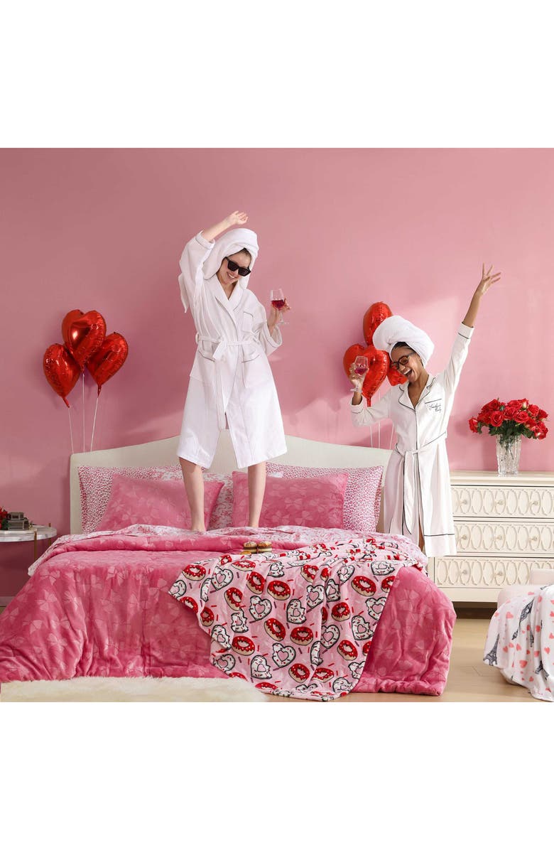 Betsey Johnson Flirty Bow Embossed Comforter & Sham Set, Alternate, color, Pink