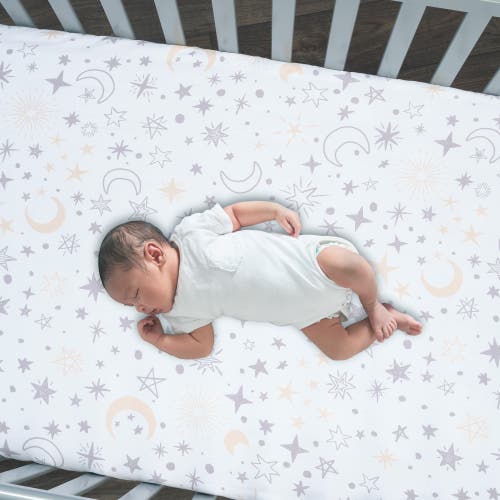 Lambs & Ivy Goodnight Moon 100% Cotton Fitted Crib Sheet In White