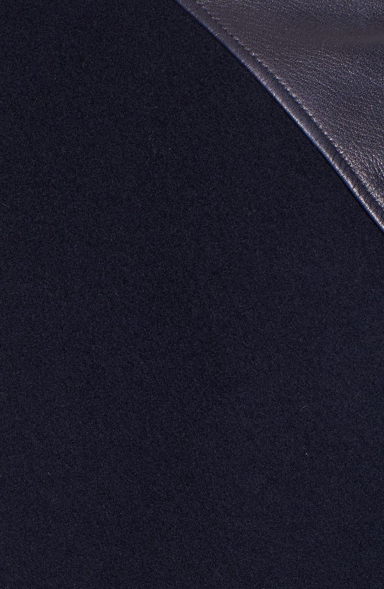 A.P.C. 'Kenickie Teddy' Wool Blend Baseball Jacket with Leather Sleeves, Alternate, color,