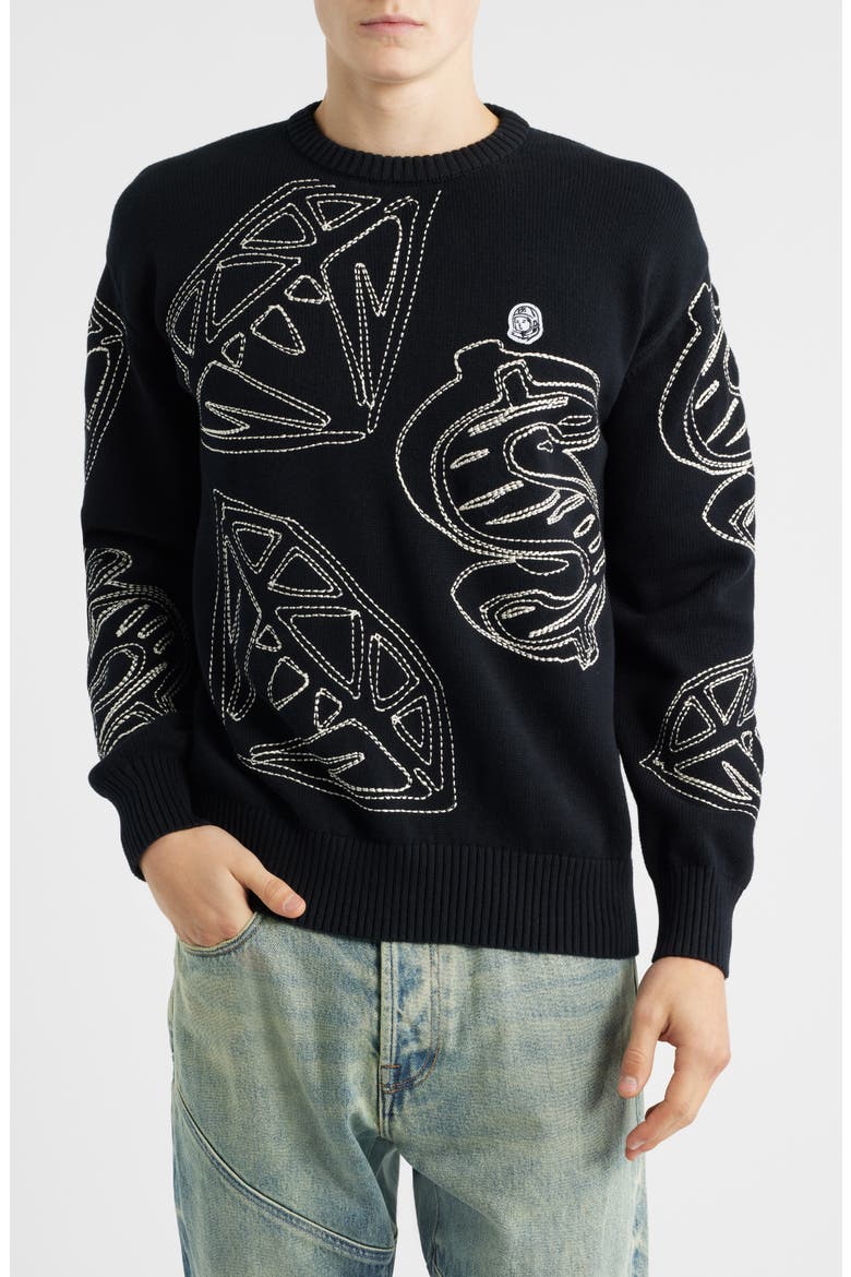 Diamond Dollar Crewneck Sweater, Main, color, BLACK