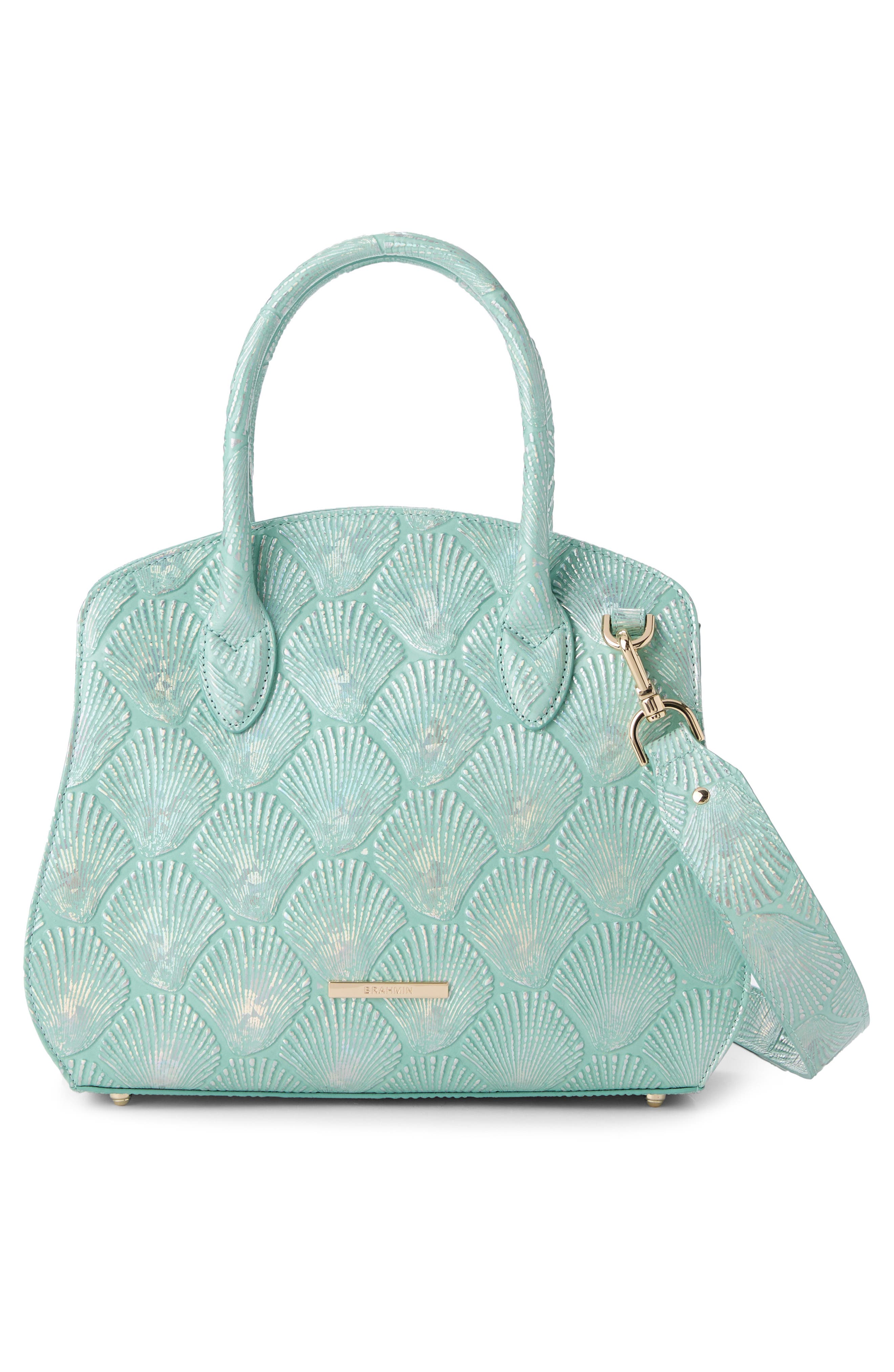Brahmin Rosetta Embossed Leather Satchel, Alternate, color, 