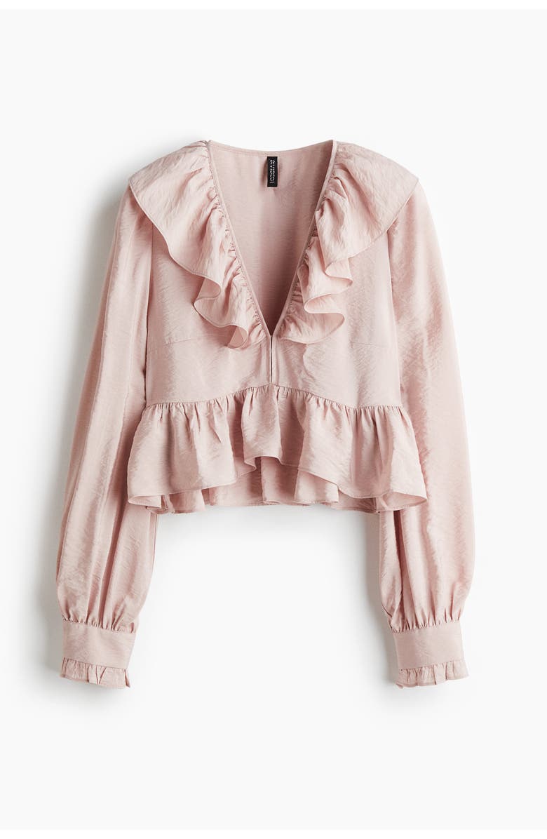 H&M Flounced Blouse, Main, color, Powder Pink