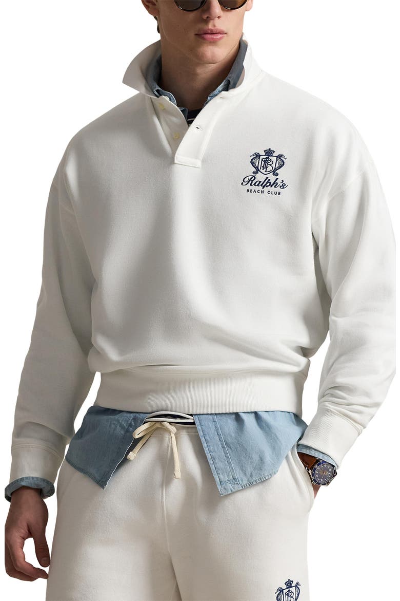 Relaxed Fit Fleece Polo Sweatshirt, Main, color, WHITE