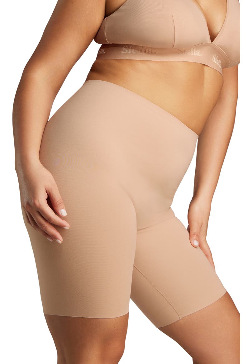Organic Cotton No-Show Mid-Thigh Short, Alternate, color, Beach Beige