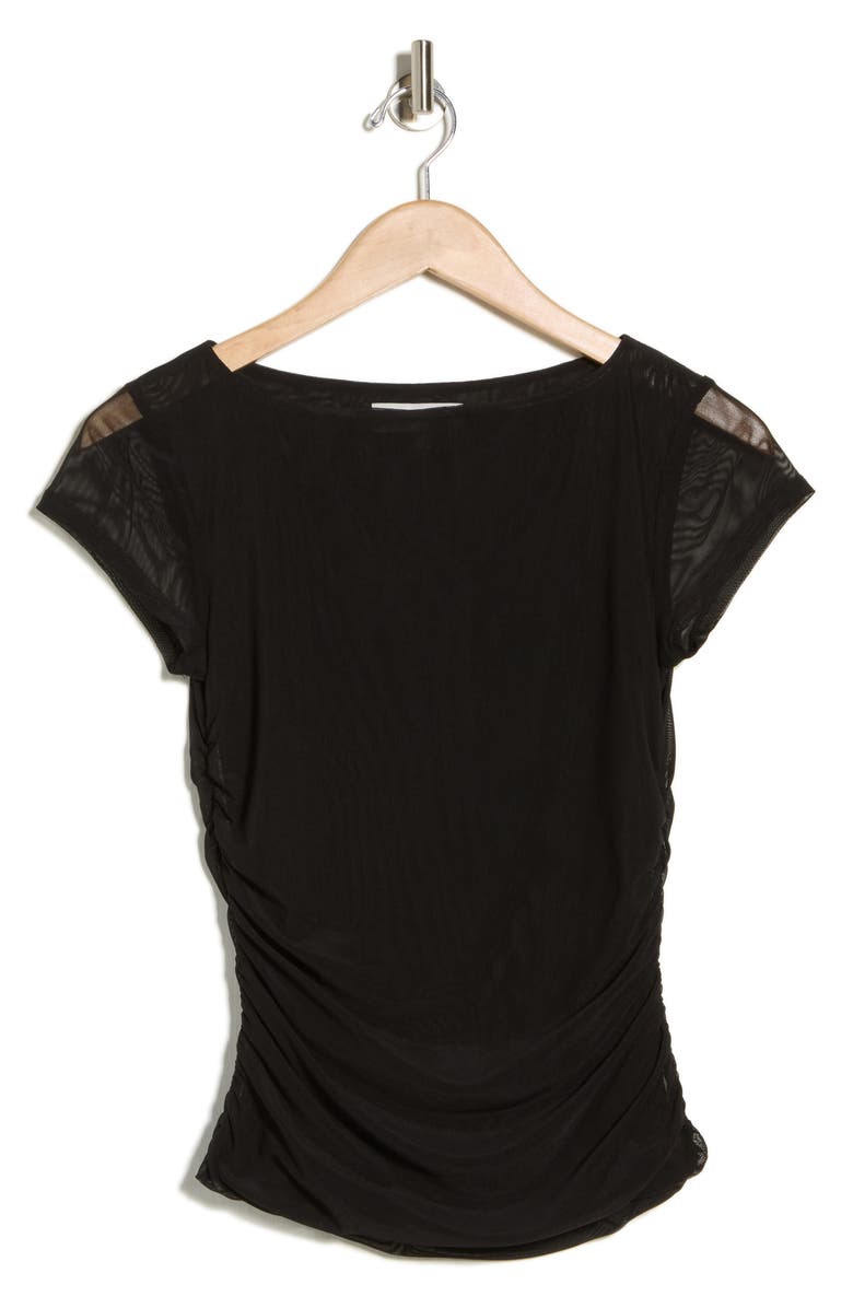 WAYF Ruched Cap Sleeve Top, Main, color, Black