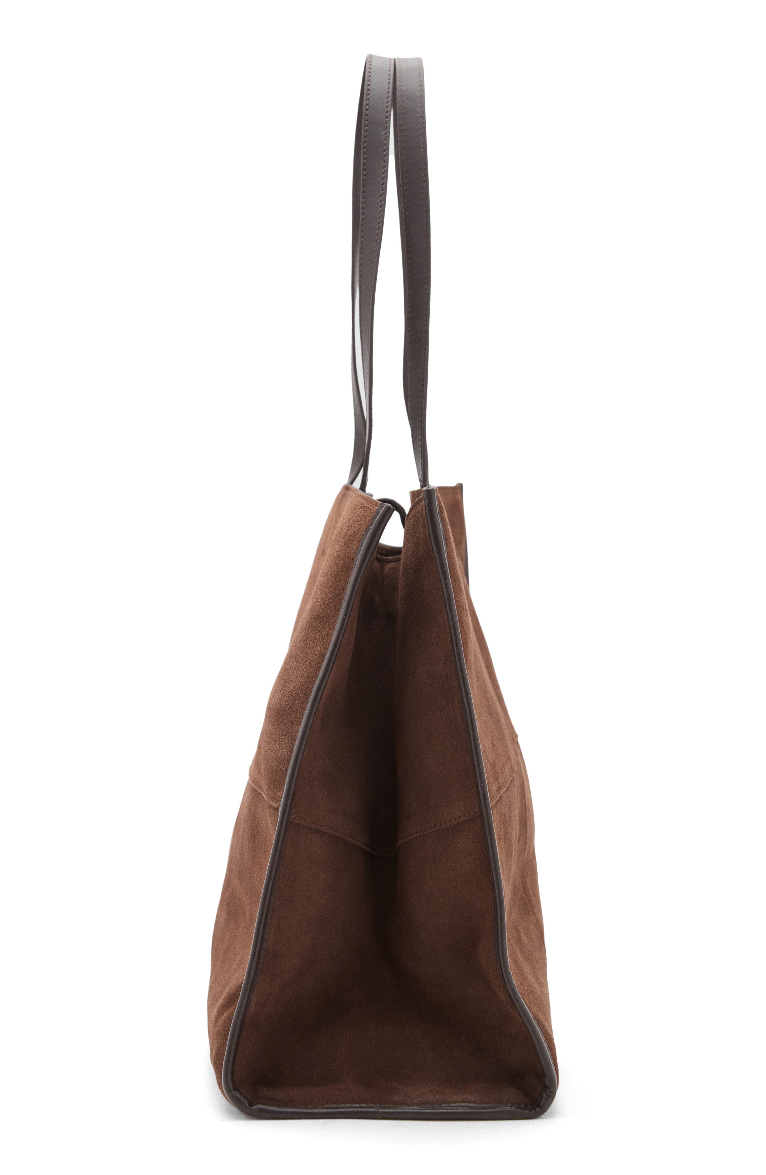 MANGO Suede Shopper Bag, Alternate, color, Chocolate