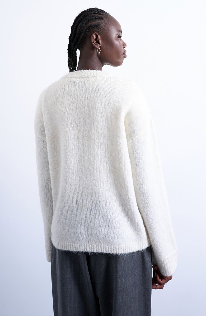 Topshop Fluffy Oversize Crewneck Sweater, Alternate, color, Cream