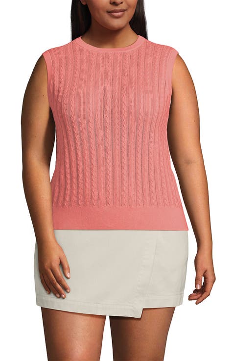 Plus Size Cotton Pointelle Shell Sweater