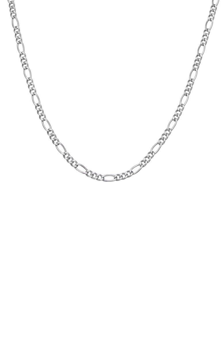 Men's Sterling Silver Figaro Chain Necklace, Main, color, SILVER