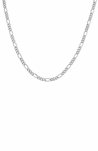 FZN Men's Sterling Silver Figaro Chain Necklace