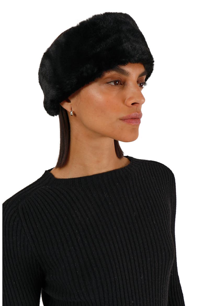 Eleni Faux Fur Headband, Alternate, color, NOIR