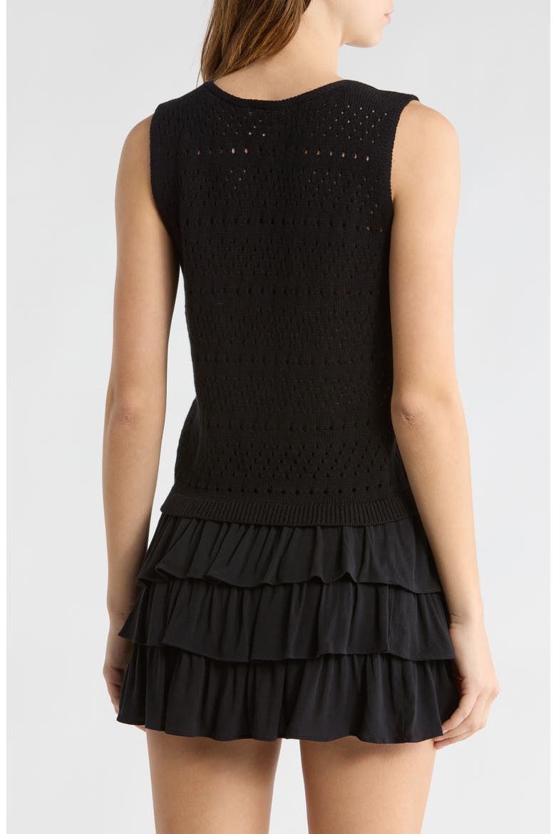 Tie Front Sweater Tank, Alternate, color, BLACK