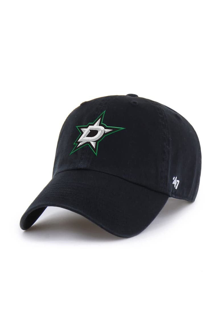 Men's '47  Black Dallas Stars Logo Clean Up Adjustable Hat, Main, color, Black