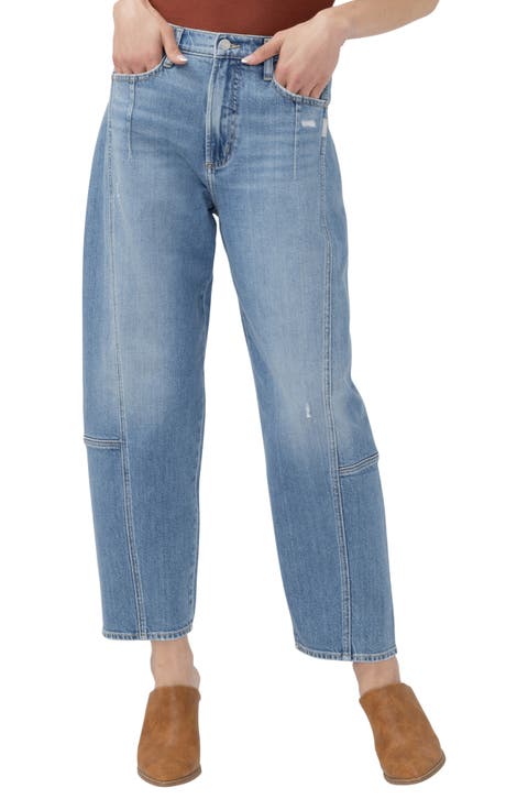 High Waist Slim Barrel Jeans