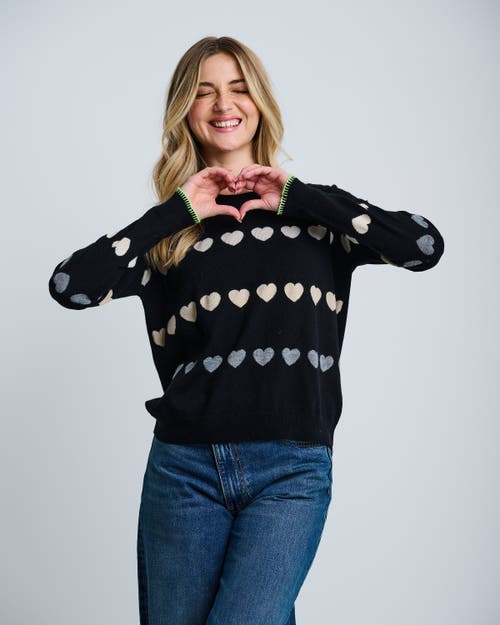 Lisa Todd Love Track Cotton Cashmere Heart Sweater In Black