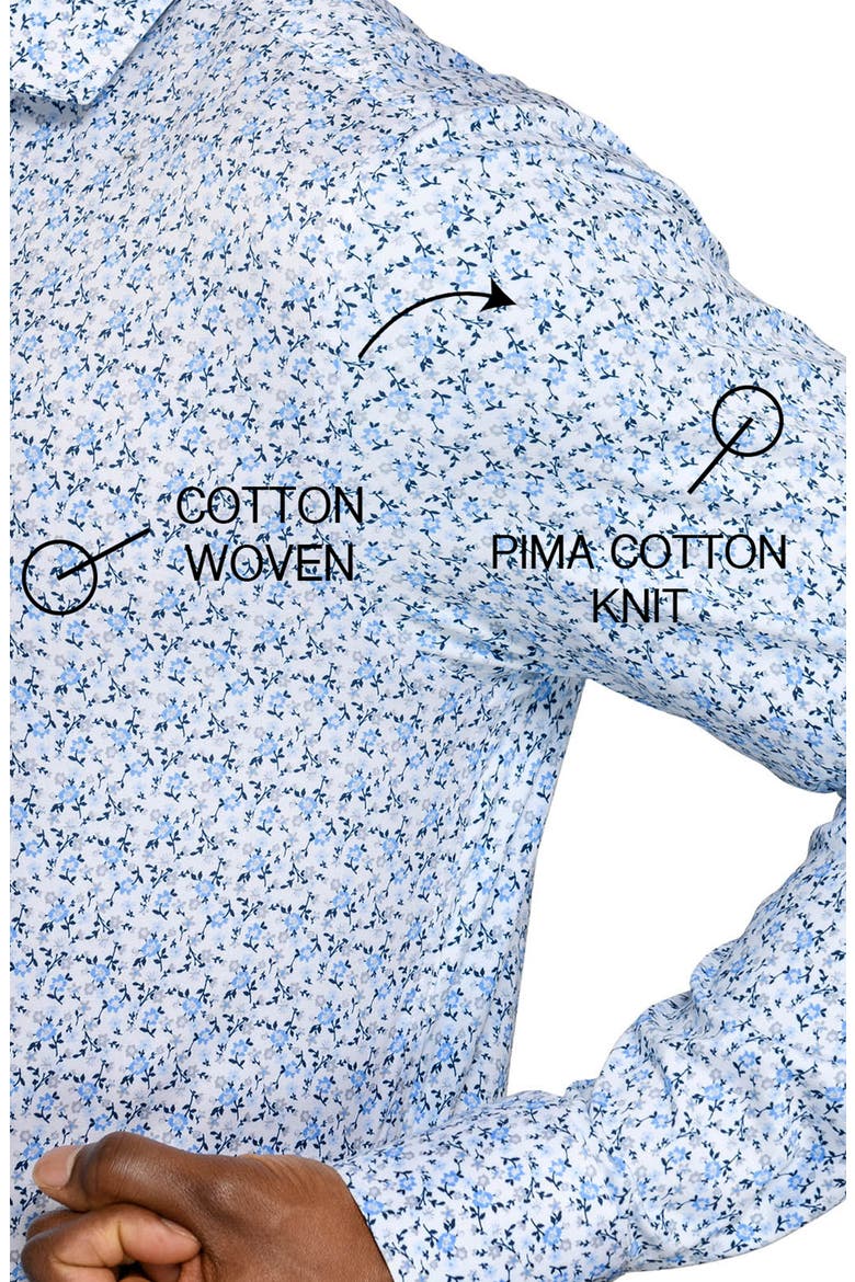 Slim Fit Floral Stem Reworked Button-Up Shirt, Alternate, color, WHITE/ BLUE