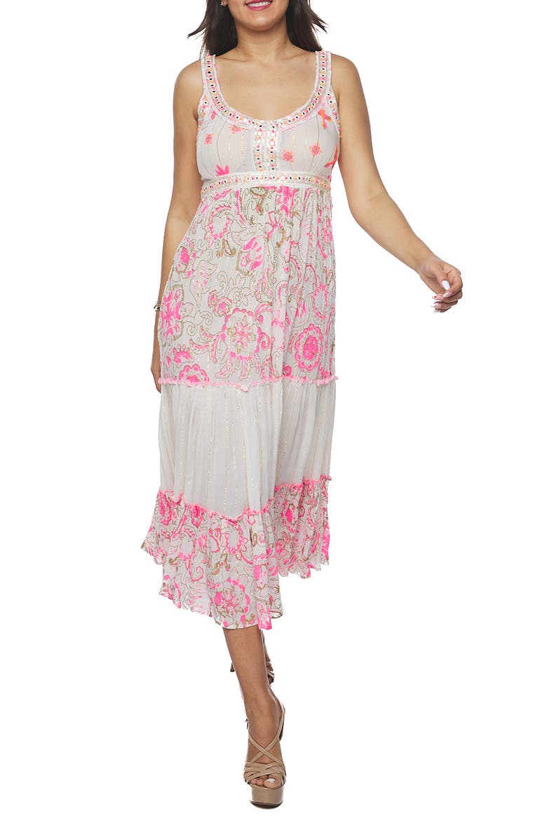 Tier Maxi Sundress, Main, color, PINK